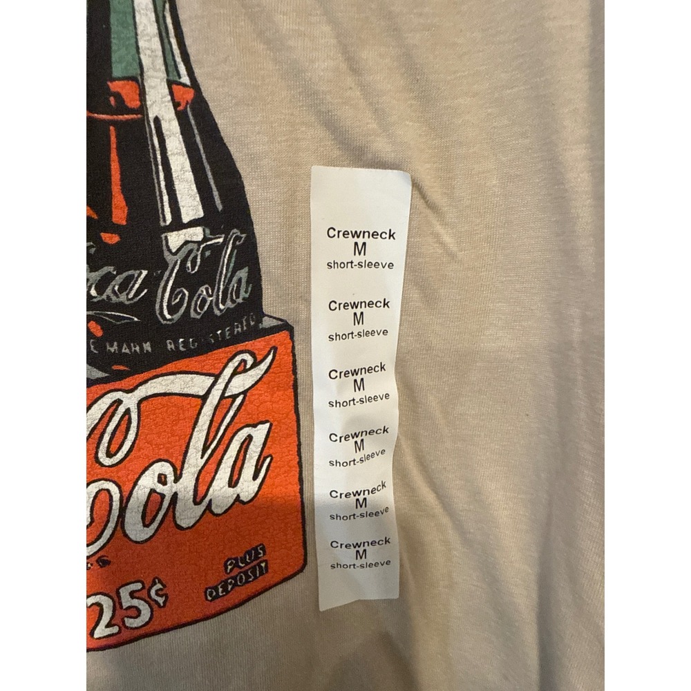 Coca Cola Mens T Shirt Ice Cold Graphic Print Tan Crewneck Size Medium - Picture 3 of 4